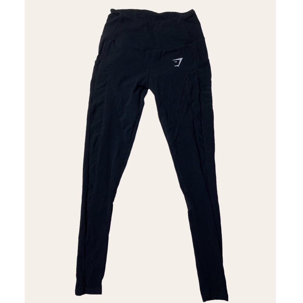 Gymshark Black Full Length Leggings Mesh & Pockets Size XS